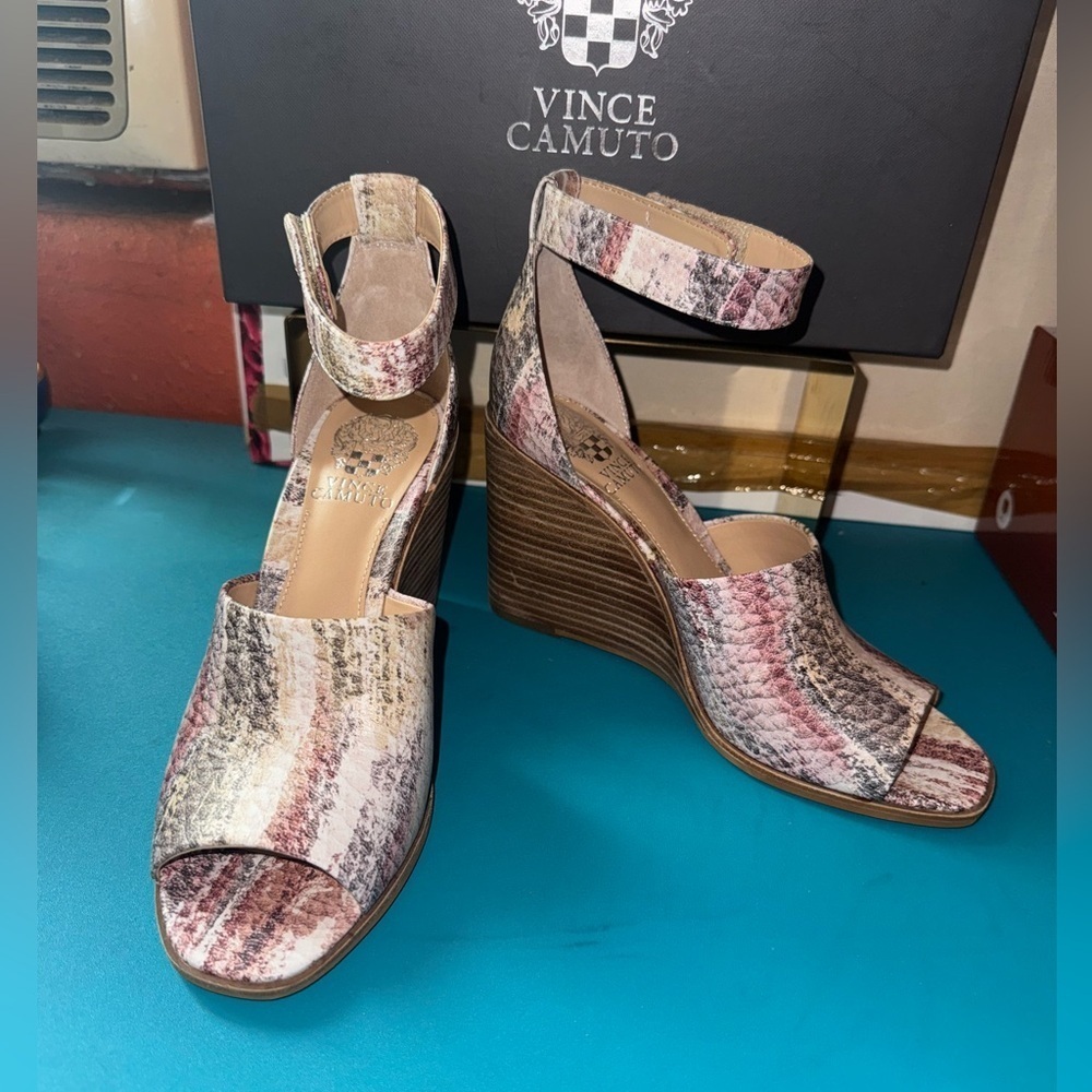 Vince Camuto Deedriana Snake Print Wedge Sandal